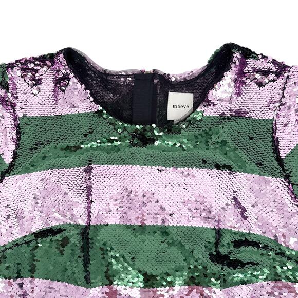 ANTHROPOLOGIE Maeve Short-Sleeve Sequin Striped Top S - Picture 6 of 10